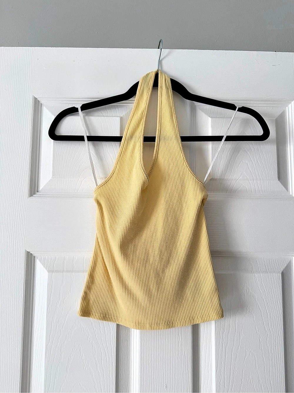 Ribbed Yellow Halter Tank Top
